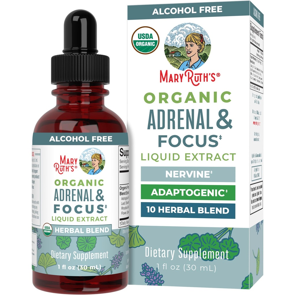 Nootropic Focus Supplement for Adults | USDA Organic Brain Supplement with Ginkgo Biloba & Astragalus | Focus & Adrenal Support | Brain and Memory Drops | Vegan | Non-GMO | Gluten Free | 30 Servings