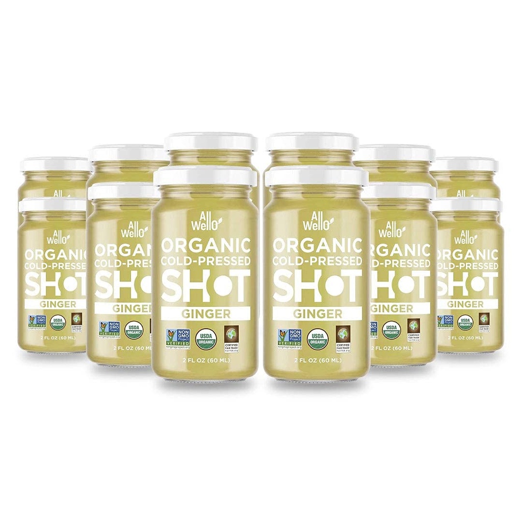 AllWELLO Cold-Pressed Ginger Shot, 60 mL, USDA Organik Immune Branson ile Natu-RAL | 12 Birimler Dava başına (12 Pack)
