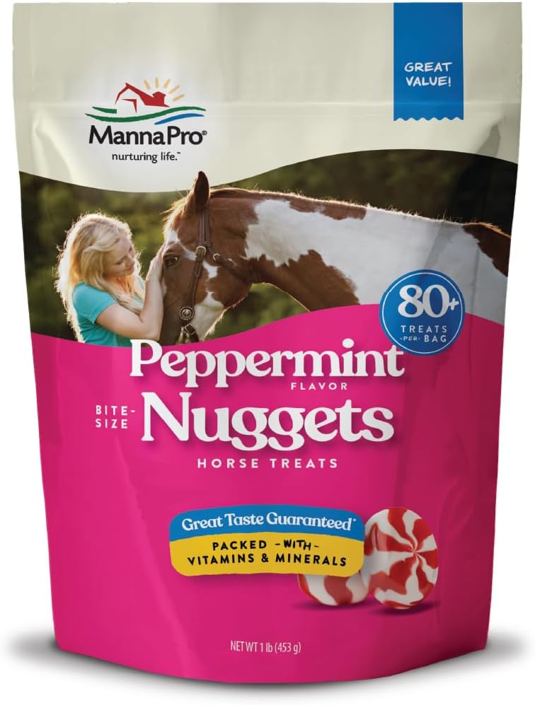 Manna Pro Bite-Size Nuggets for Horses – Horse Training Treats – Peppermint Flavored Treats for Horses – 1 LB