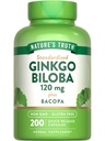 Nature's Truth Ginkgo Biloba 120mg | Plus Bacopa | 200 Hızlı Yayın Kapsülleri | Standartlaştırılmış Tür | Non-GMO ve Gluten Free Supplement Supplement