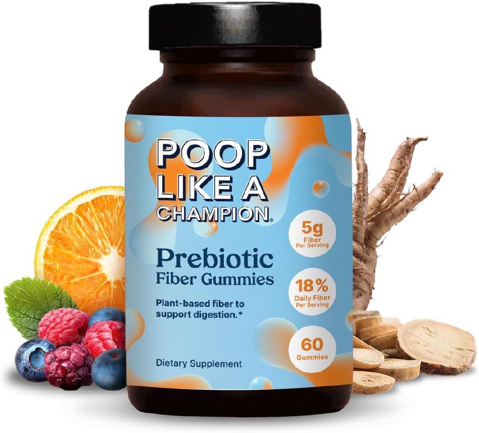 Bir Şampiyon Fiber Gummies gibi Poop - Hizmet başına 5g Fiber, Non-GMO, Vegan, Digestive Support, Şişe başına 60 Adet