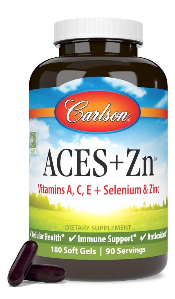Carlson - ACES + Zn, Vitaminler A, C, E + Selenium & çinko, Hücre Sağlığı ve Immune Destek, Anti, 180 Yumuşakgels