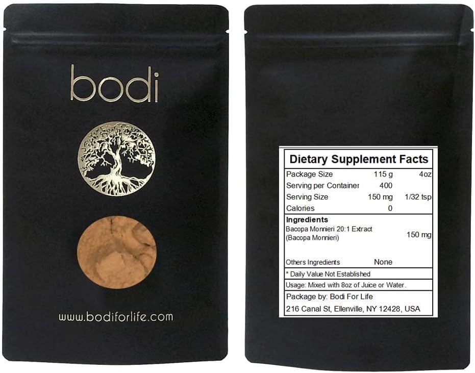 Vücut: Bacopa Monnieri 20:1 Ekstra Toz | 4oz to 5lb | 100% Saf Doğal El Aletli (4 oz)