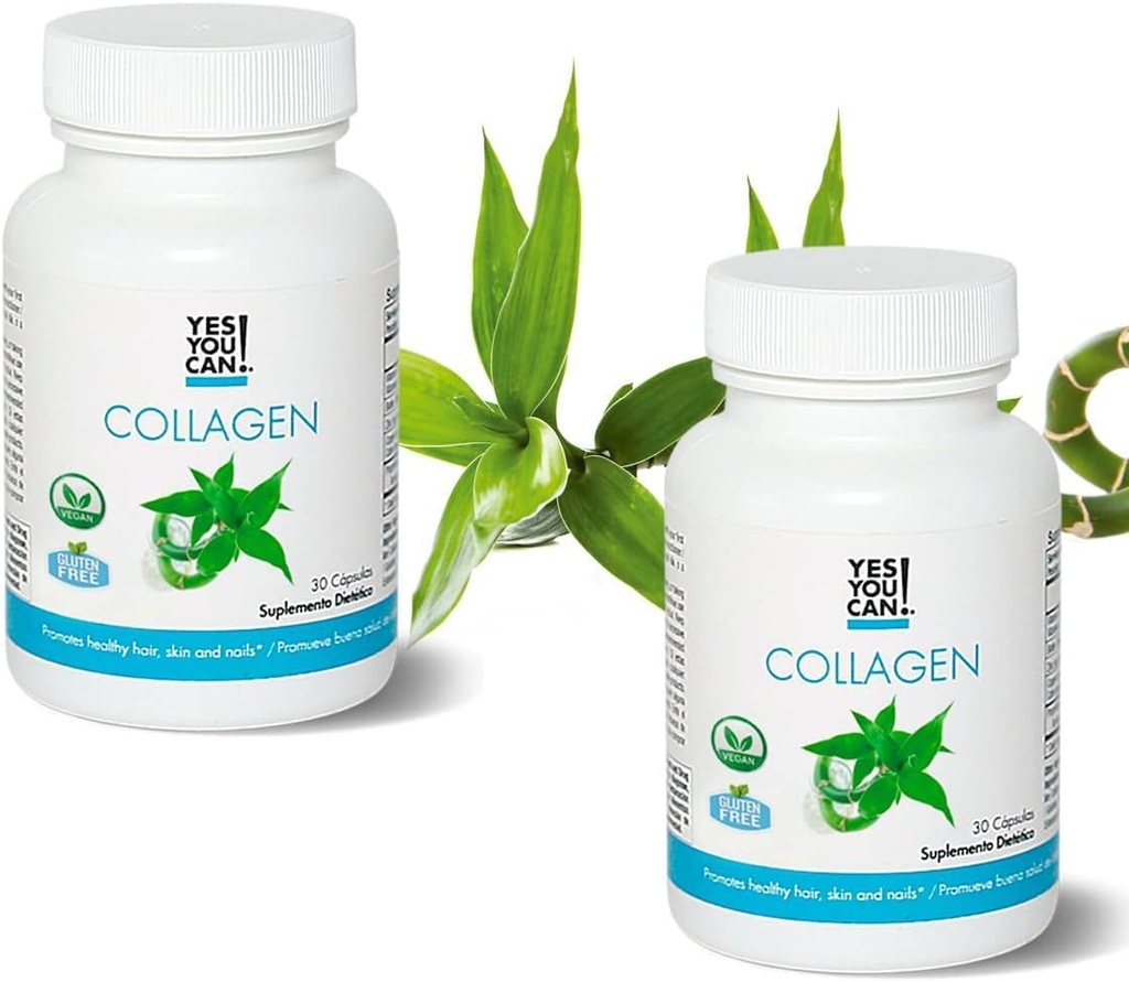 Yes You Can! Collagen Capsules for Women and Men, Dietary Supplement to Promote Healthy Hair, Skin and Nails, 290 mg Bovine Collagen, Vitamin A, Vitamin D3, Zinc and Copper, 30 Capsules - 2 Pack