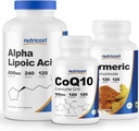 Nutricost Alpha Lipoic Acid 600mg, 240 Caps & CoQ10 100mg, 120 Caps & Turmeric 500mg, 120 Caps with BioPerine
