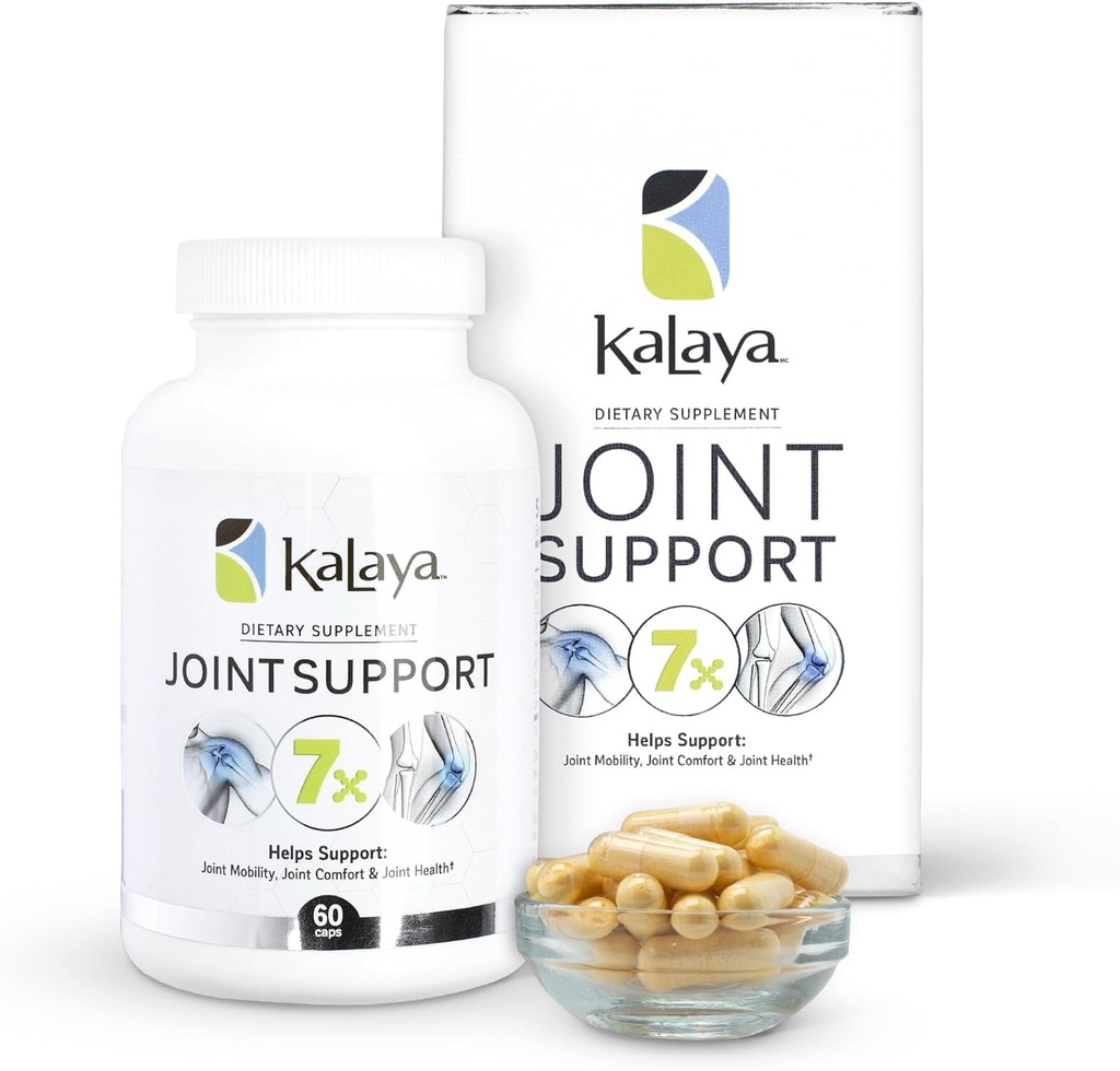 Kalaya 7X Ortak Destek Supplement - Tıbbi Profesyoneller tarafından tasarlanmıştır - Ortaklar, Bone Health ve Muscle Support - Turmeric, Collagen ve Vitamin C - 60 ct