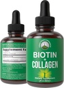 Liquid Collagen for Women and Men with Biotin. Advanced 2-in-1 Oral Drops for Hair Growth, Skin, and Nails. 10,000 mcg Bovine Collagen Peptides + 5,000 mcg Biotin. Gluten Free, Zero Sugar Supplements