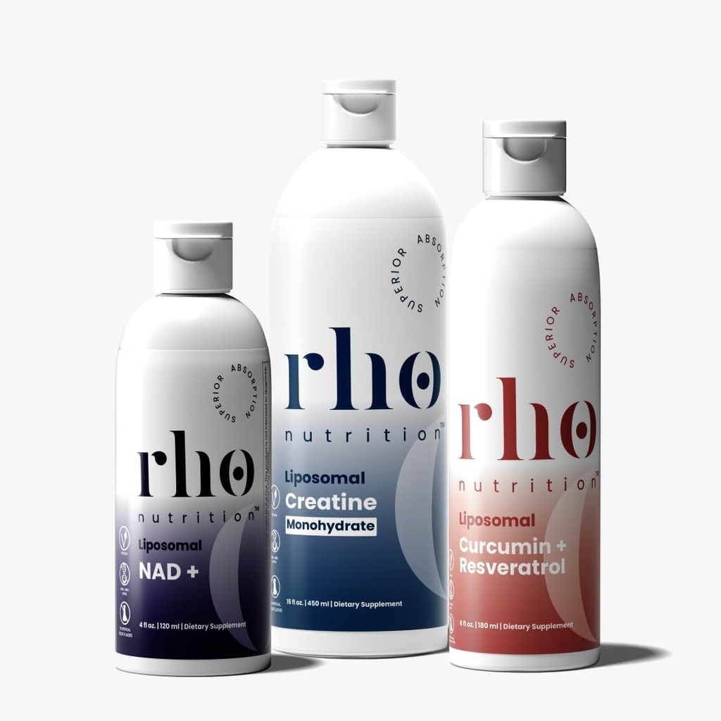 Rho Beslenme - Elite Performansı (1994) – Yüksek Aborpsiyon Liposomal Supplements for Energy, Recovery, and Strength - NAD+, Curcumin + Resveratrol, & Tinatine (3 Pack)