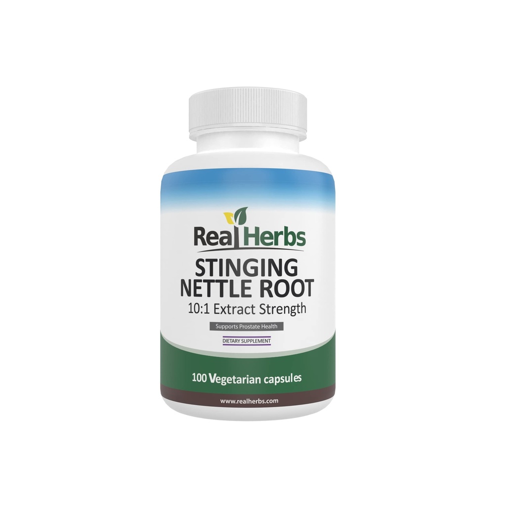 Real Herbs Sting Nettle Root Extract 7500 mg (750 mg of 10:1 Extract) – Vegetarian Friendly, Non-GMO, Gluten-Free – Supports Prostate & Urinary Health – 100 Capsules