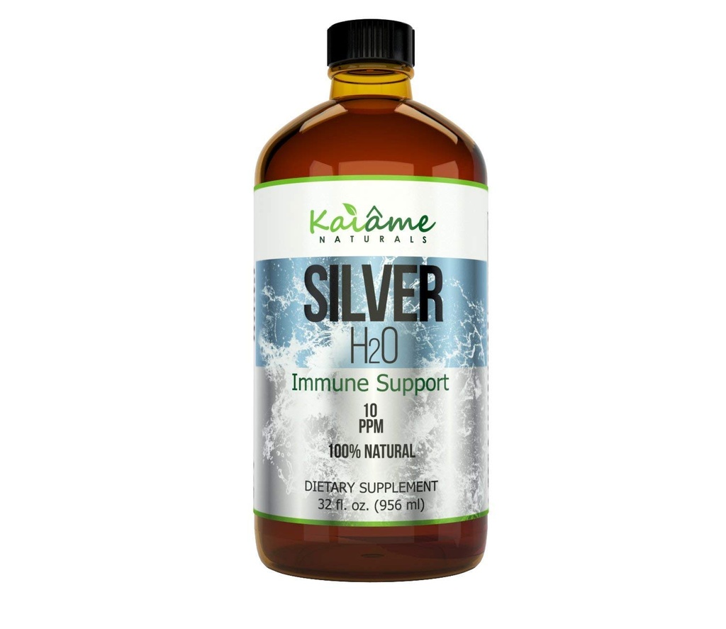 Kaiame Naturals Colloidal Silver, Ionic Silver Çözüm, 10 PPM, Büyük 32 oz Glass Şişe, Doğal Immune Support Supplement, Yetişkinler, Çocuklar ve Evcil hayvanlar için Güvenli,