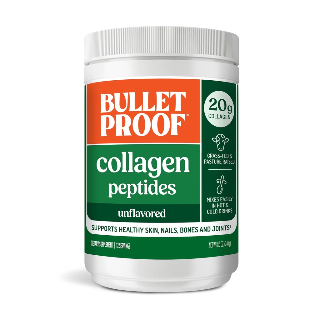Bulletproof Unflavored Collagen Peptides Powder, 20g Grass-Fed Collagen Protein and Amino Acids for Skin, Bones and Joints, 8.5 Ounces