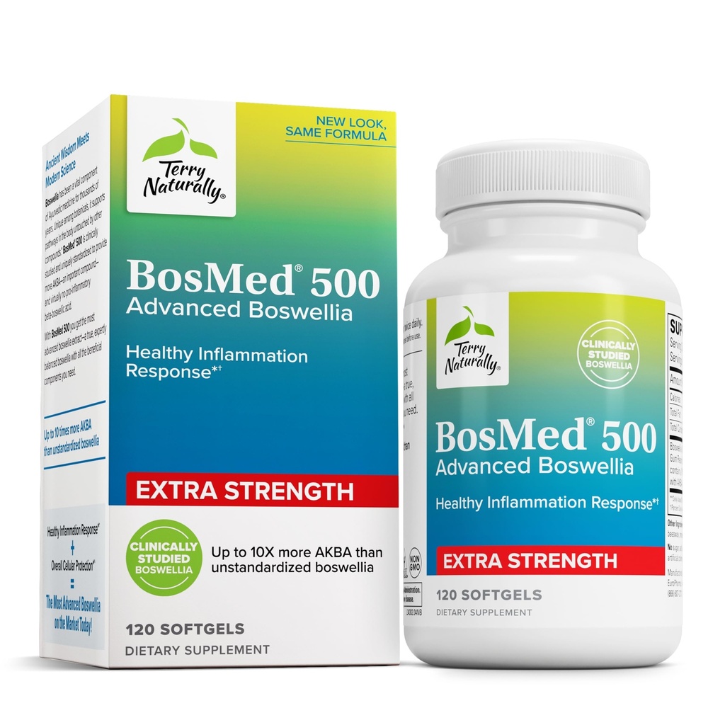 Terry Natural BosMed 500 Ekstra Kuvvet - Boswellia Serrata Ekstraksiyon Tamam - Sağlıklı Lung Desteği için Tamam - AKBA Yüksek Seviyeleri ile Herbal Supplement Formula - 120 Softgels
