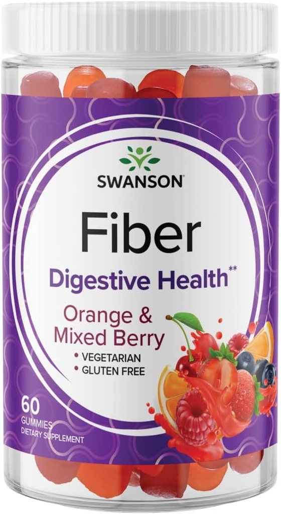 Swanson Karma Berry Fiber Gummies - Digestive Support Outting Regularity & Health Lipid Levels - Tüm Doğal Formula Sağlıklı Bir Gut Microbiome - (60 Gummies, 5g each)