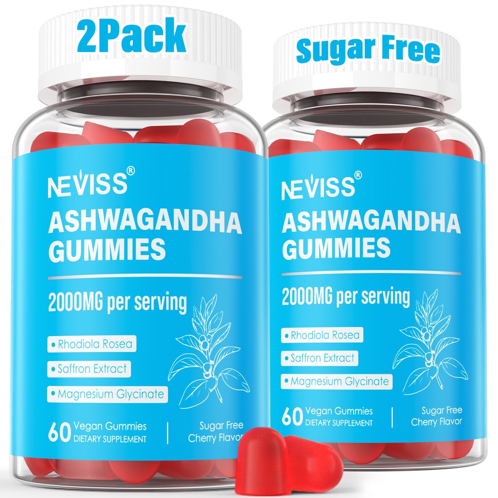 Ashwagandha Gummies Magnezyum, Glycinate Gummies 2000mg for Yetişkinler, Vitamin B6, çinko, Rhodiola Rosea, Lemon Balm, Rahatlama Desteği, Doğal Zzz, Beyin, Kas, Stamina, Enerji, Şeker Ücretsiz