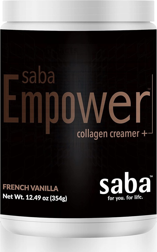 Saba Empower Smart Collagen Coffee Creamer -Powered with Hydrolyzed Collagen, Peptides, Grass-Fed Butter, MCT from Organic Coconut, Supports Healthy Skin, Nails, Skin, and Joints. - 30 Servings