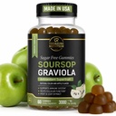 Soursop Leaves & Soursop Fruit Gummies - 3000 mg Soursop Ekstra - Graviola Supplement - Soursop Meyvesi ve Leaf - 60ct - Sugar-Free - Gluten Free - Non-GMO - Vegan