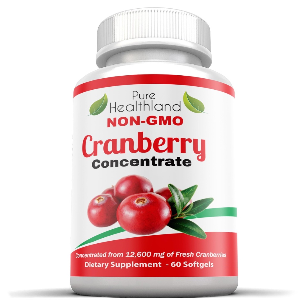 No-GMO Cranberry 12.600 mg - Triple Strength Softgels - Erkekler ve Kadınlar için Swallow Pills'a Kolay, 1 Şişe