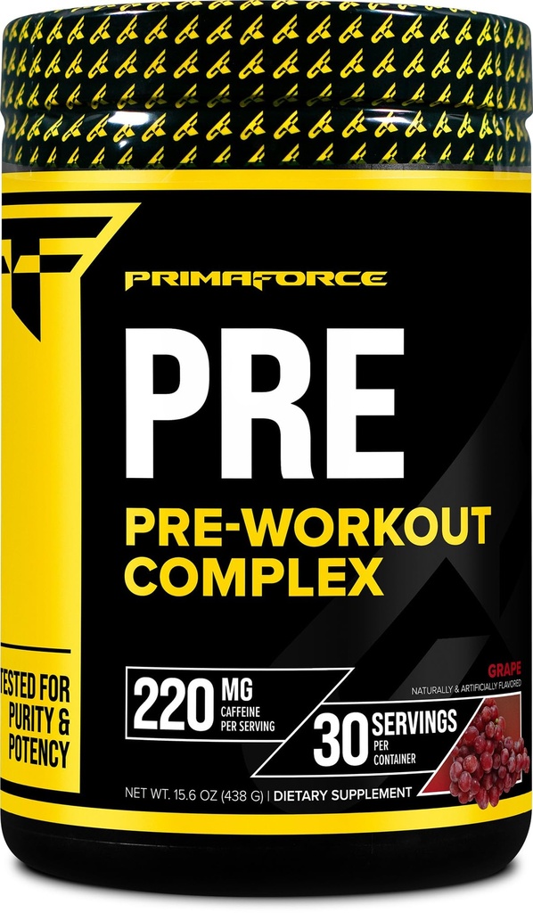 Primaforce Pre-Workout Komplek Toz (Grape, 30 Hizmet) - İşout Routine Geliştirme için Fitness Supplement, 438g