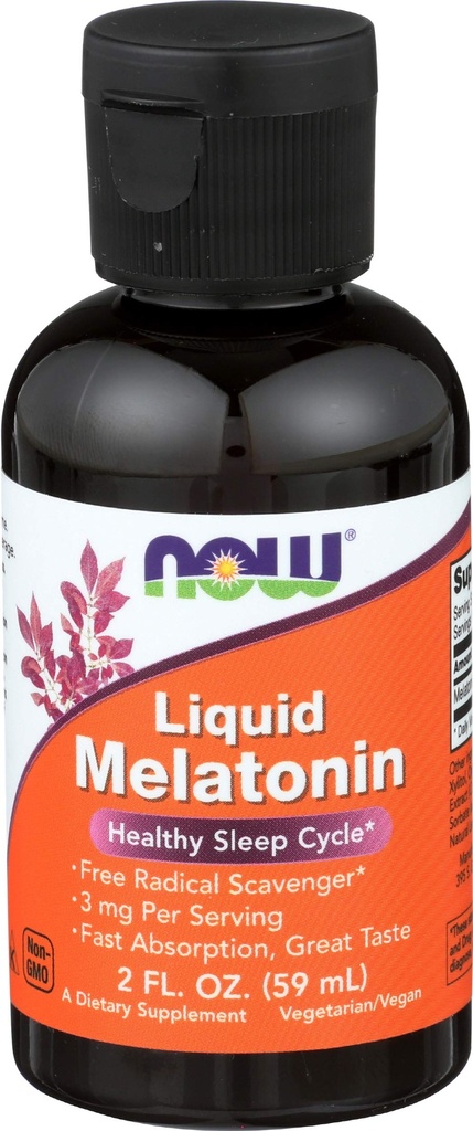 Şimdi Gıdalar Tamamlar, Sıvı Melatonin, 3 mg Oda başına, Hızlı Absorbtion ve Great Taste, 2Ounces
