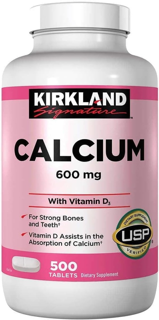 Kirkland Signatureuba, 600 mg+D3, 500-Count Tabletleri