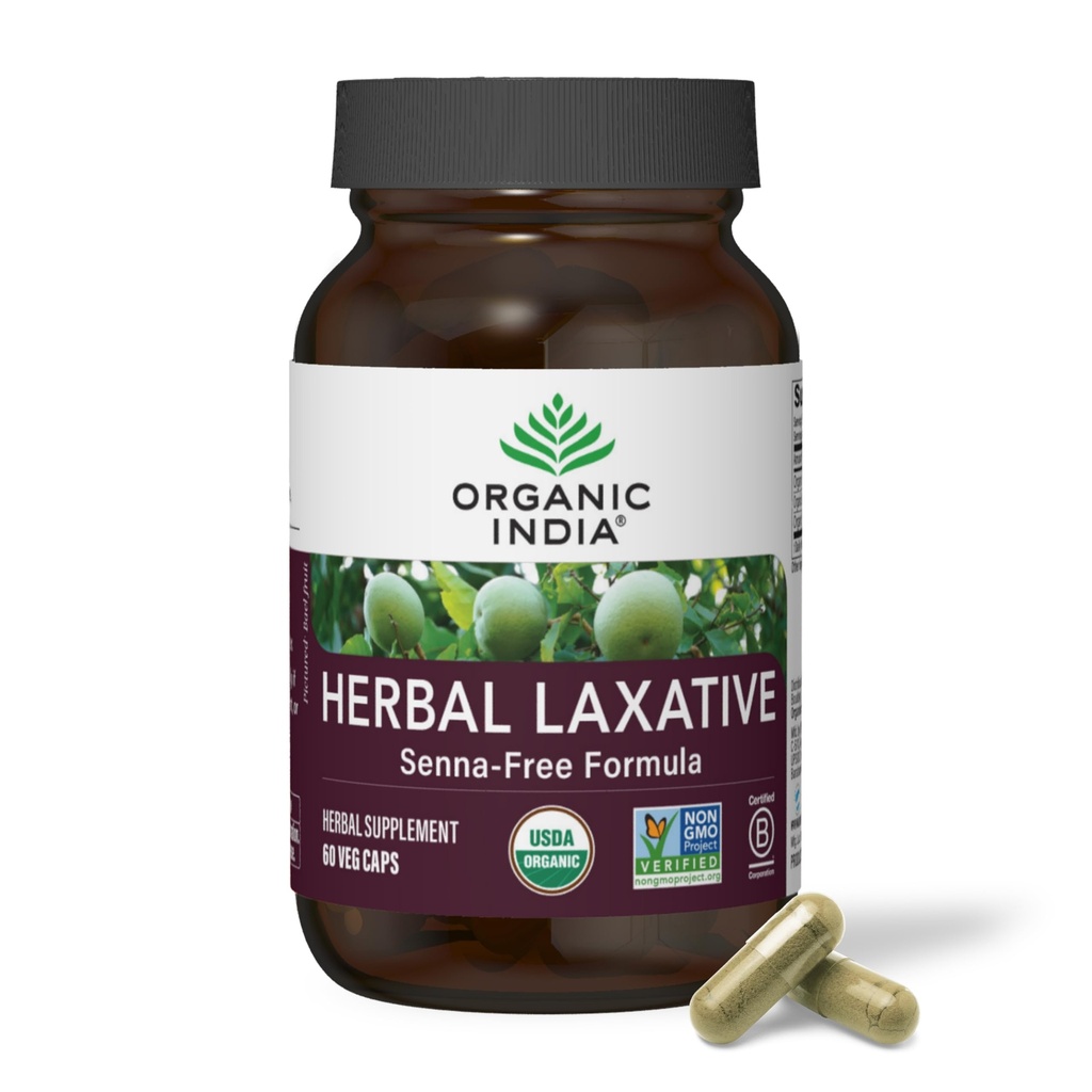 ORGANIC INDIA Herbal Laxative Supplement - Constipation için Doğal Laxative Capsules, Herbal Laxative Capsules, Women and Men - USDA Sertifikalı Organik, Non-GMO, Vegan - 60 Capsules