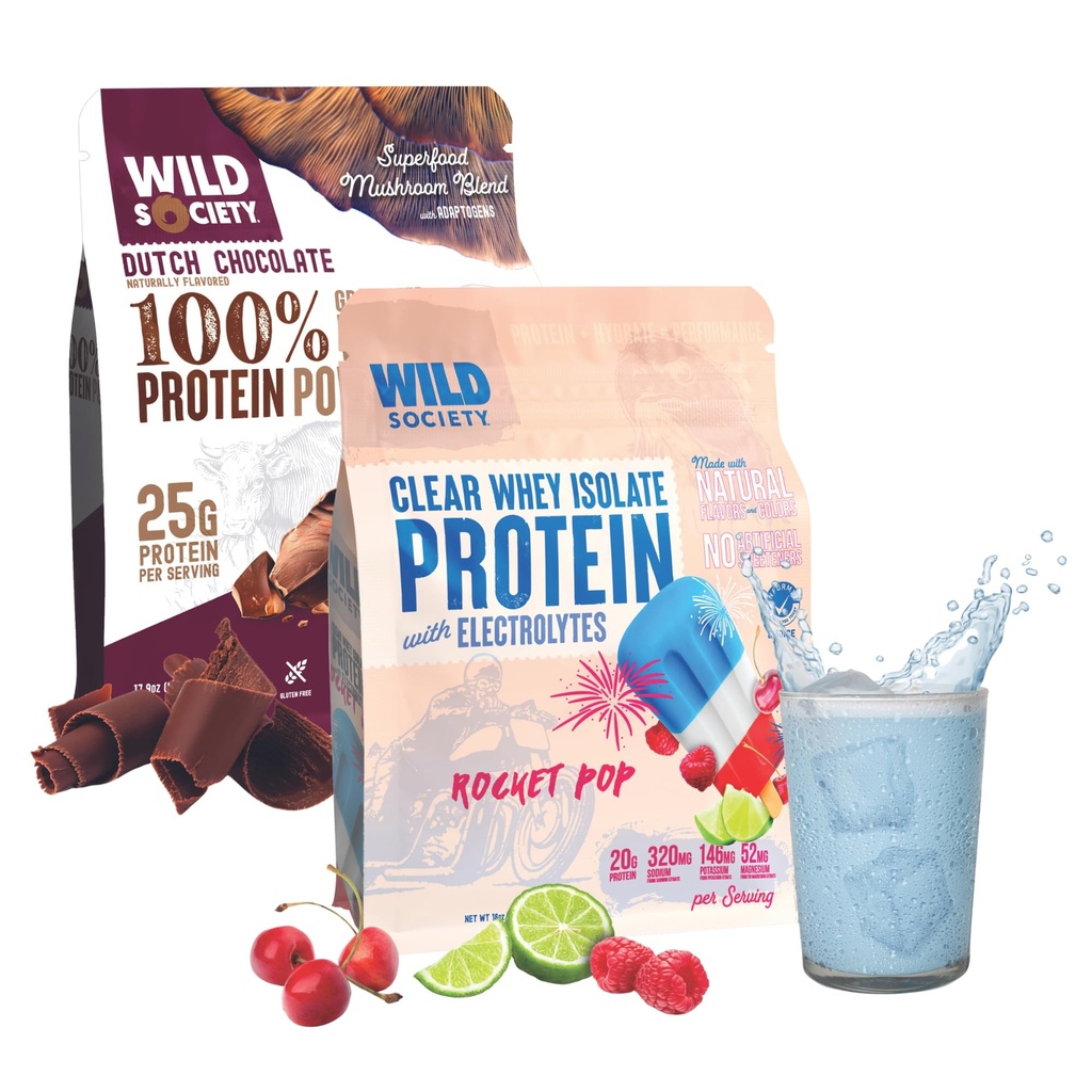 WILD SOCIETY Clear Isolate + Whey Inter Super Combo - Rocket Pop Clear Whey + Hollandalı Çikolata Whey Yoğun