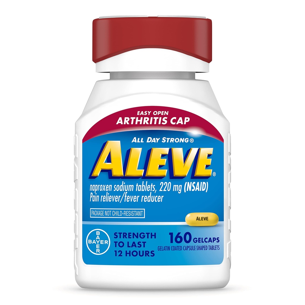 Aleve Gelcaps Easy Open Arthritis Cap, Naproxen sodyum, Arthritis Pain için ilaçlar, 160 Kont