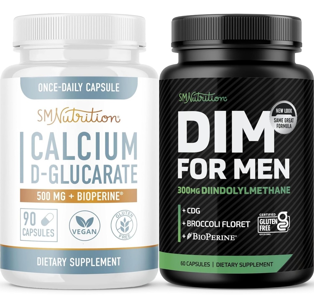 SMNutrition Men's DIM Supplement withuba D-Glucarate | Erkek Hormon Balancing Sche with DIM Complex for Men (60 Services) and Vegan Gluten Free Non-GMO CDG Supplement (90 hizmet)