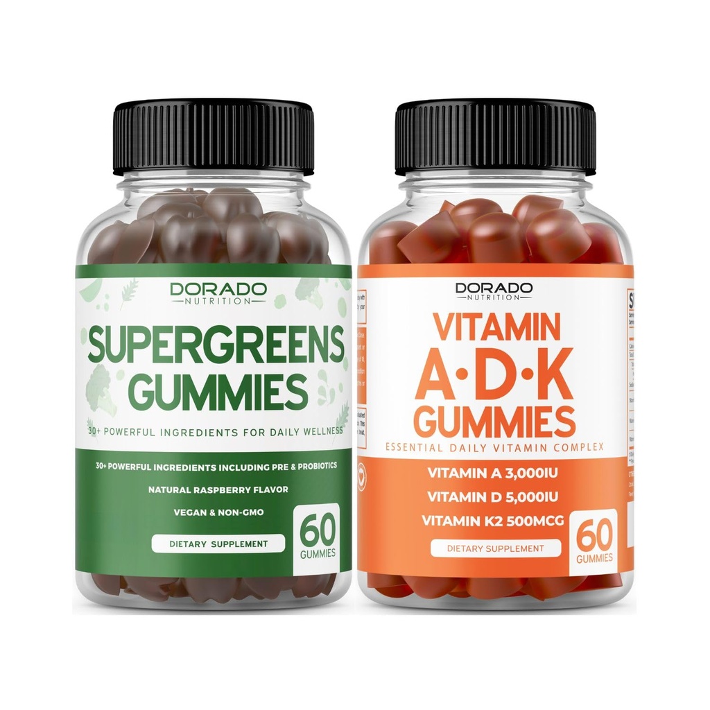Supergreens Gummies (60 Gummies) Greens Supplements with 8 Materials Power Mix - Yetişkinler ve ADK (60 Kont) için Superfood (D & K - 10 Vegan Tamam - GMO & ABD Made