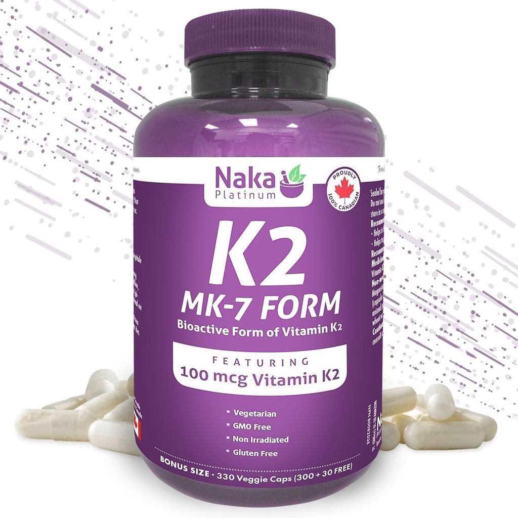 K2 MK-7 330, Naka Platinum K2 (MK-7 Form) 330 Veggie Caps - Exclusive Boyut: 300 + 30 Ücretsiz, 330 Kont