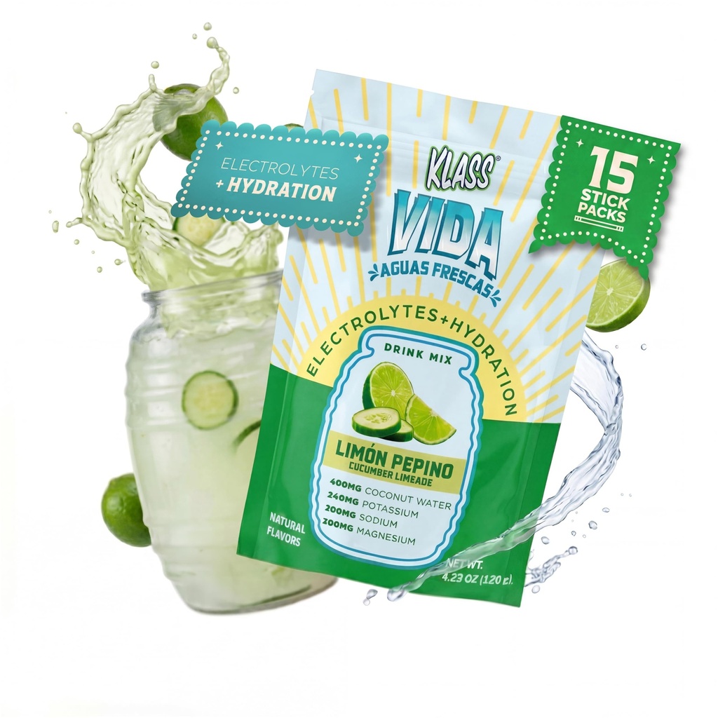 Elektrolyte Drink Mix – Cucumber Limeade Agua Fresca Flavor | Sugar-Free Hydration Toz with Coconut Water & Minerals | 15 Single-Serve Stick Packs, Low Calorie, Natural Flavor