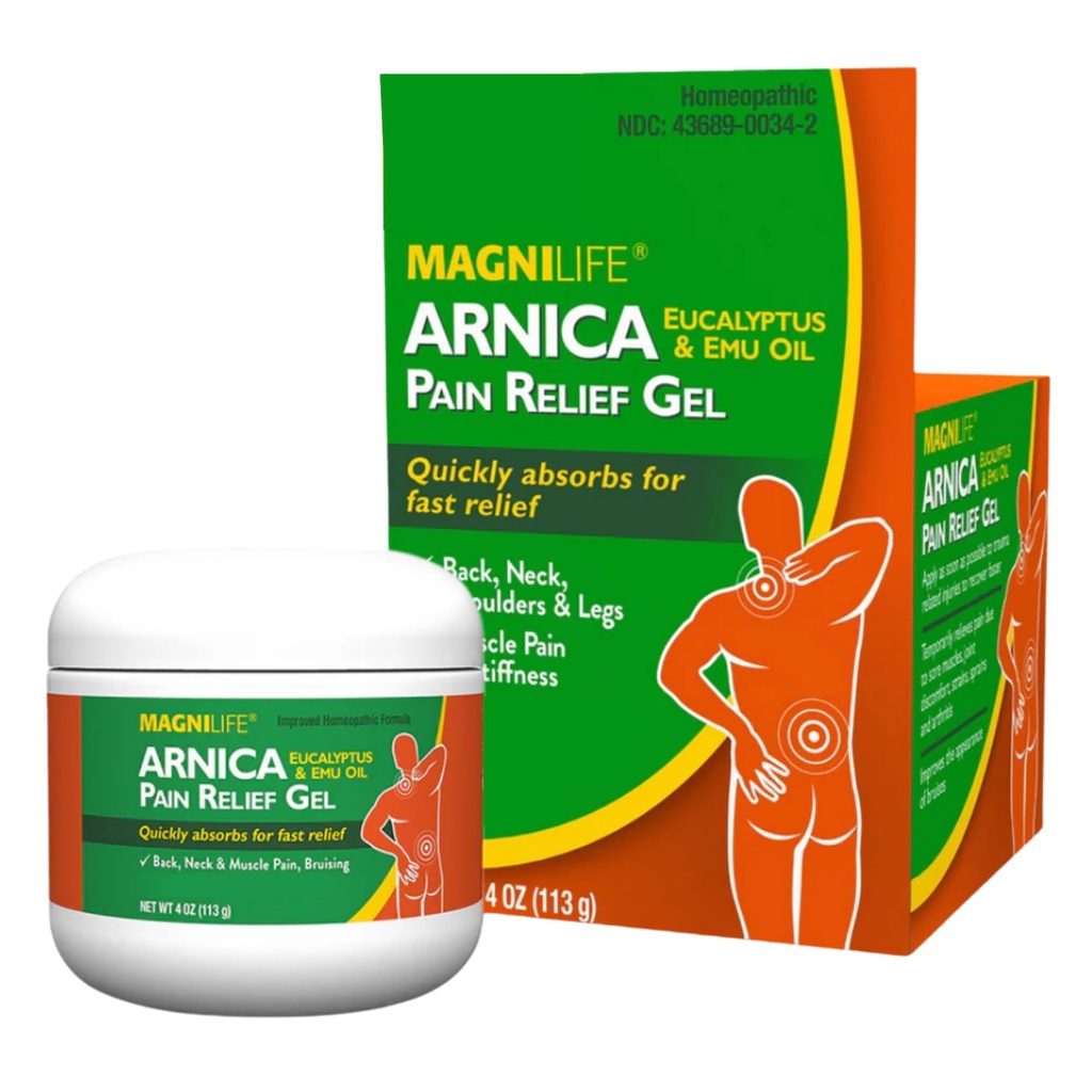 MagniLife Arnica Pain Relief Gel, Fast Acting Boy ve Back Pain Relief, Eucalyptus ve Emu Oil ile Soothe Soreness, Inflammation ve Discomfort - 4oz