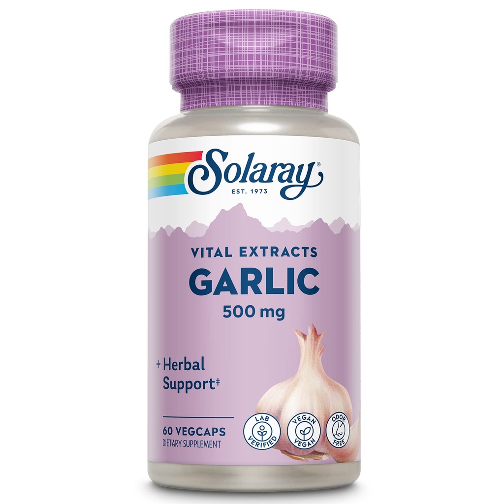 SOLARAY, Supplement 500 mg, Vegan, OdorlessCap Ekstraksiyon, Geleneksel olarak Kalp Sağlığı ve Immune Desteği için kullanılır, Vegan, Odor Free, Lab Onaylandı, 60 Day Garanti, 60 Serv, 60 Enteric VegCaps