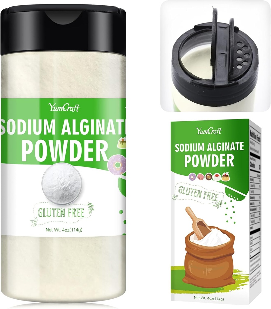 sodyum Alginate Toz - 4oz Pure sodyum Alginate Food GradeTeener Toz, Doğal Gelling Agent for Desserts, Caviar Spheres Making, Ice Cream, Meatloaves, Stabil Veganizer for Baking,