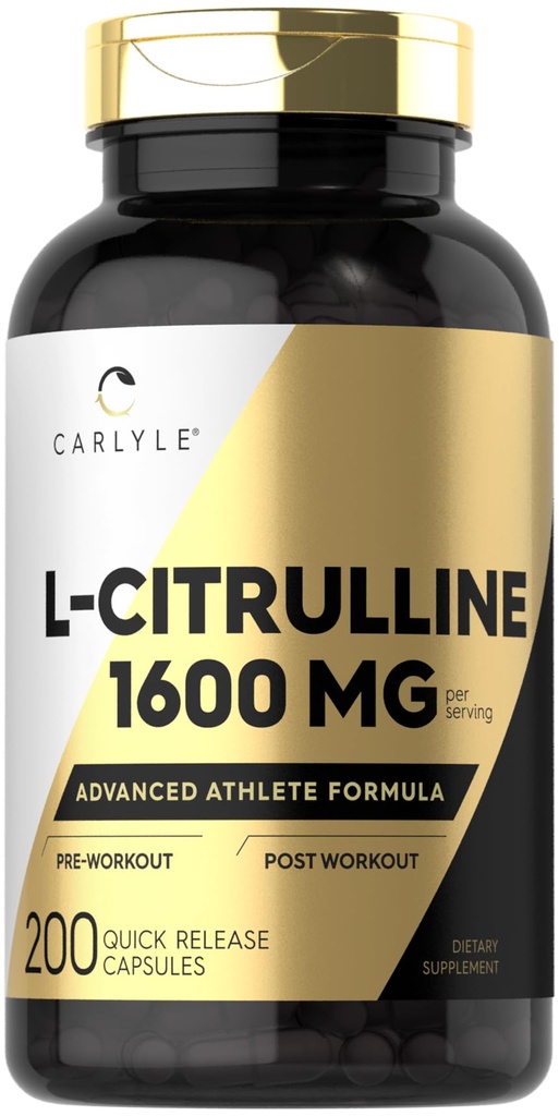 Carlyle L Citrulline 1600mg | 200 Capsules | for Men and Women | Advanced Athlete Formula | Non-GMO & Gluten Free Supplement