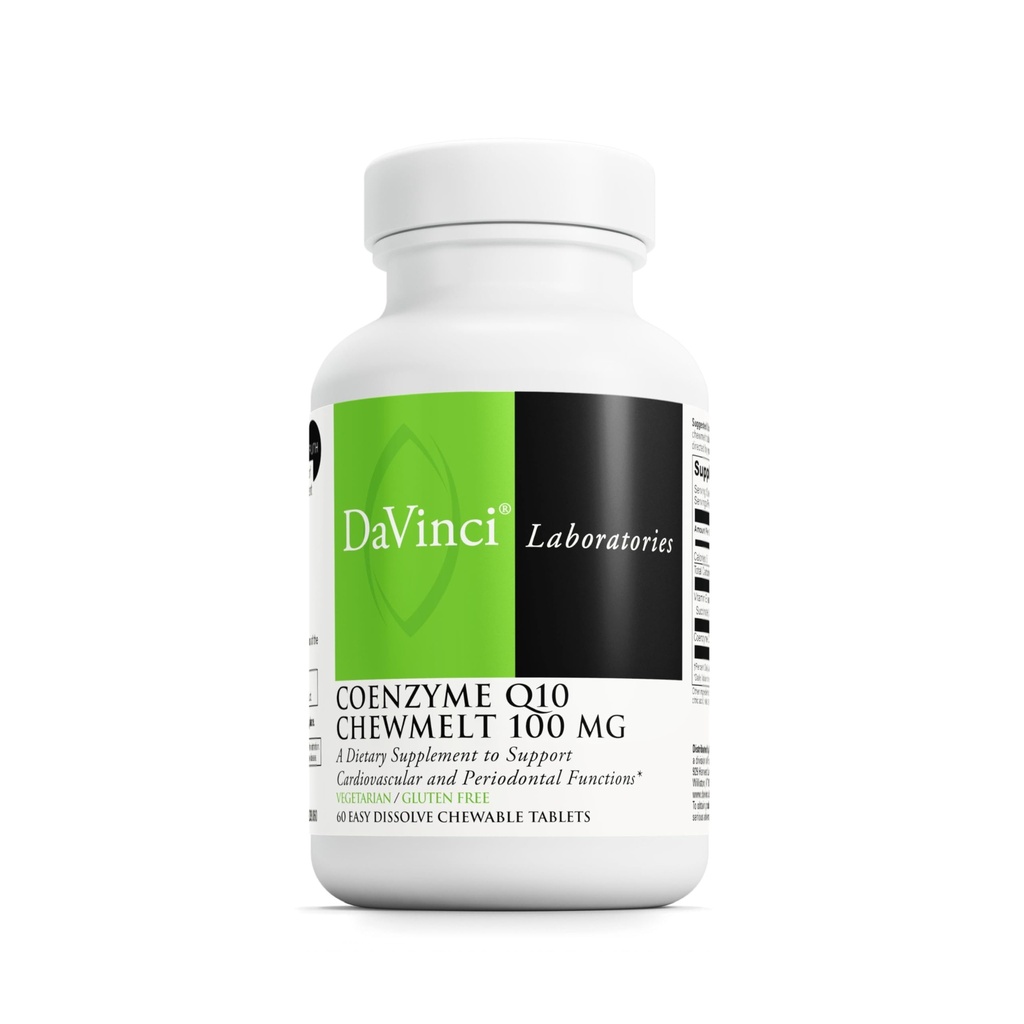 DAVINCI Laboratuvarları Coenzyme Q10 Chewmelt 100 mg - Destekler Liver, Beyin, Kalp Sağlığı ve Daha Fazlası E & CoQ10* - 60 Chewable Tabletler