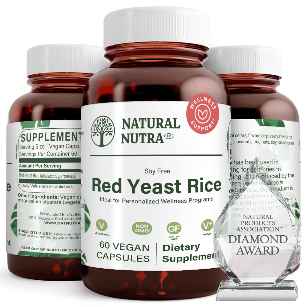 Doğal Nutra Red Yeast Rice Extract, Cardiovascular Destek, Gelişmiş Immunity Yardımlar Beden Yağları ve Akışı Korumak, Digestion, Gluten Free Supplements, 600 mg, 60 Capsules (2 Pack)