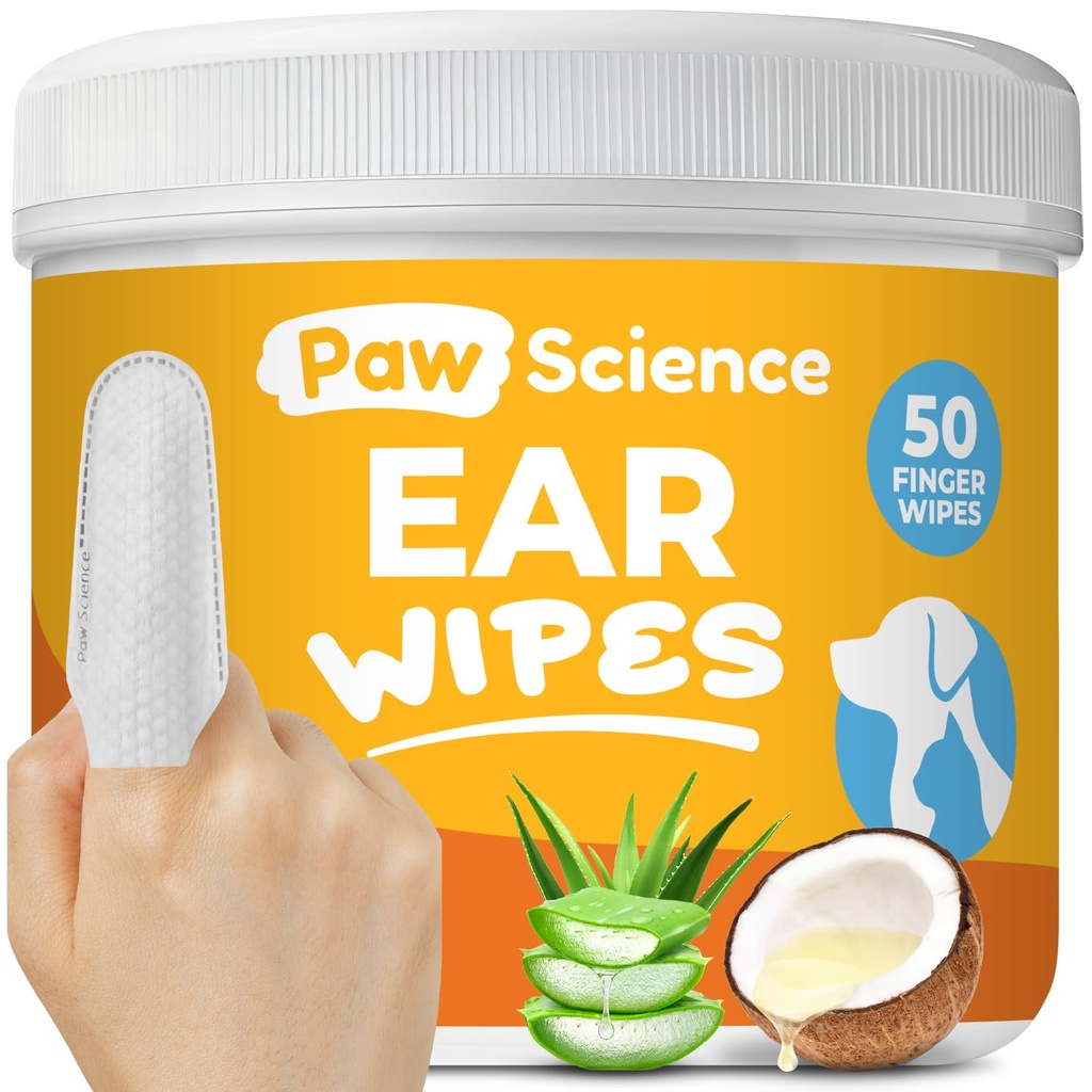 Köpek ve Kediler için Parmak Wipes - Temizlik, Soothing, & Deodoring Itchy Ears – Pet Ear Relief Çözümü (Coconut)