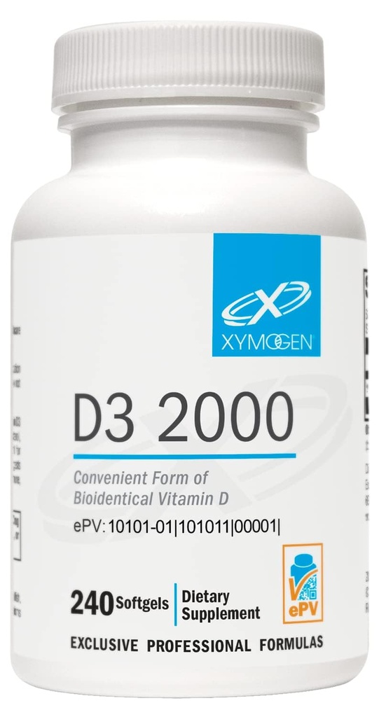 XYMOGEN D3 2000 - Bio available Vitamin D3 2000 IU (50 mcg) - Immune Health, Bone + Heart Health (240 Softgels) desteklemek için Yüksek Potency Vitamin D Supplement