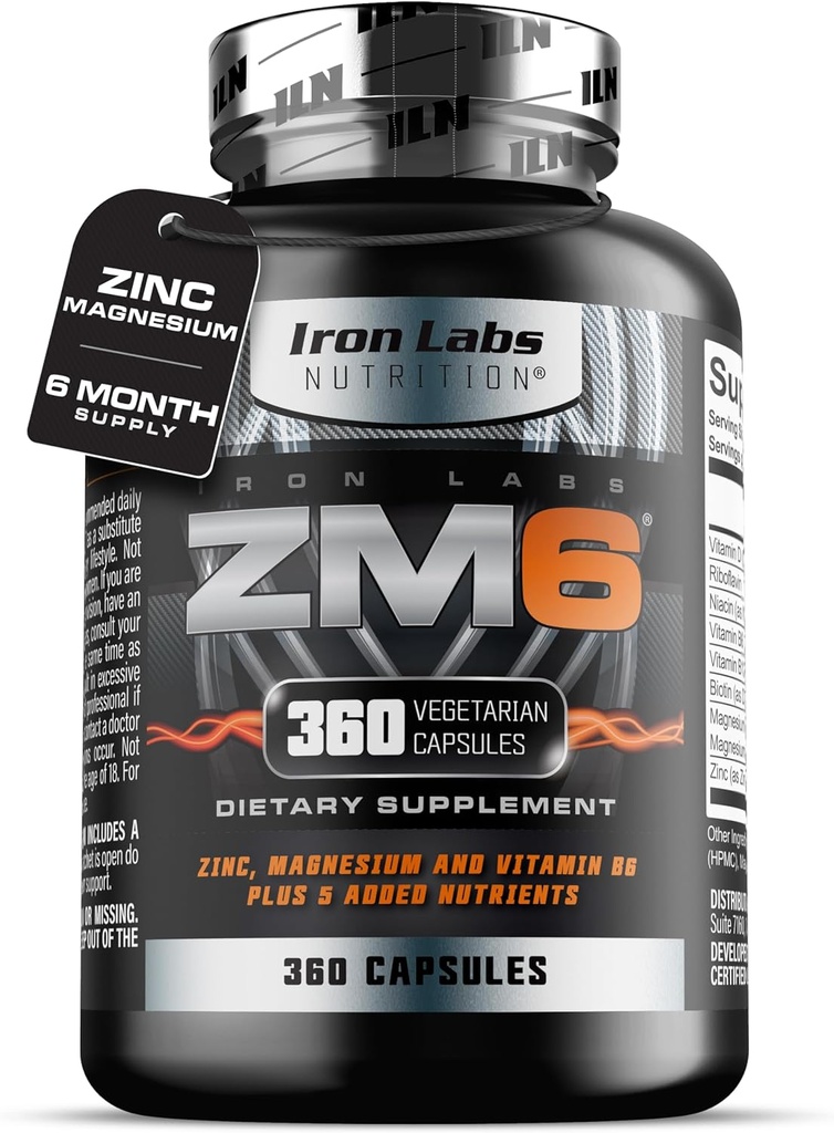 Demir Laboratuvarları ZM6 – 6 Ay Supply – çinko Magnezyum Aspartate Supplement – 360 Vejetaryen Capsules – Magnezyum ve kadınlar için çinko Supplements