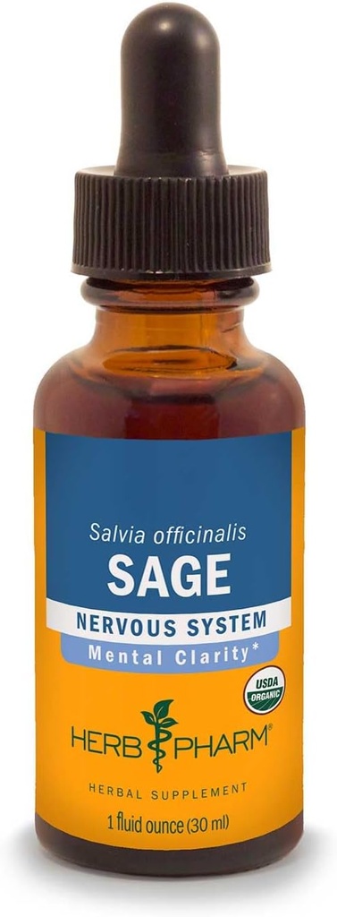 Herbm Ferisi Ruh Clarity Desteği için Organik Sage Sıvı Türlemeyi Onayladı - 4 Ounce