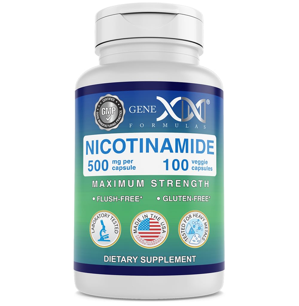 Genex Formulas Nicotinamide 500mg, Vitamin B3 Flush Free Niacin, 100 Caps