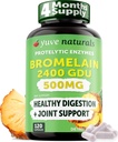 Yuve High Potency Bromelain 500 mg 2400GDU Digestive Enzymes - Gut & Ortak Sağlık Pineapple - Proteinleri Kolaylaştırmaya Yardım - Plant-Based, Non-GMO, 3rd Parti Test Edildi - 120 Capsules