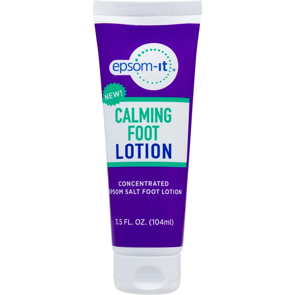 Epsom-It Calming Foot Lotion - Topical Magnezyum Cream for Tired Feet & Ankles, Epsom Salt Magnezyum Sulfate Rub with Urea, Soften Sert Skin & Cracked Heels, Stiffness in Legs, Dizler ve Ayaklar, 3.5oz