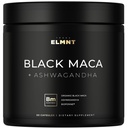 ELMNT 40.000 mg 40x Strength Organic Black Maca Root w. Ashwagandha - #1 En yüksek Potency Black Maca Root Capsules for Men Supplement 40:1 Extract - 100% Pure Maca Peruana Maca Toz Pills Gelatinized