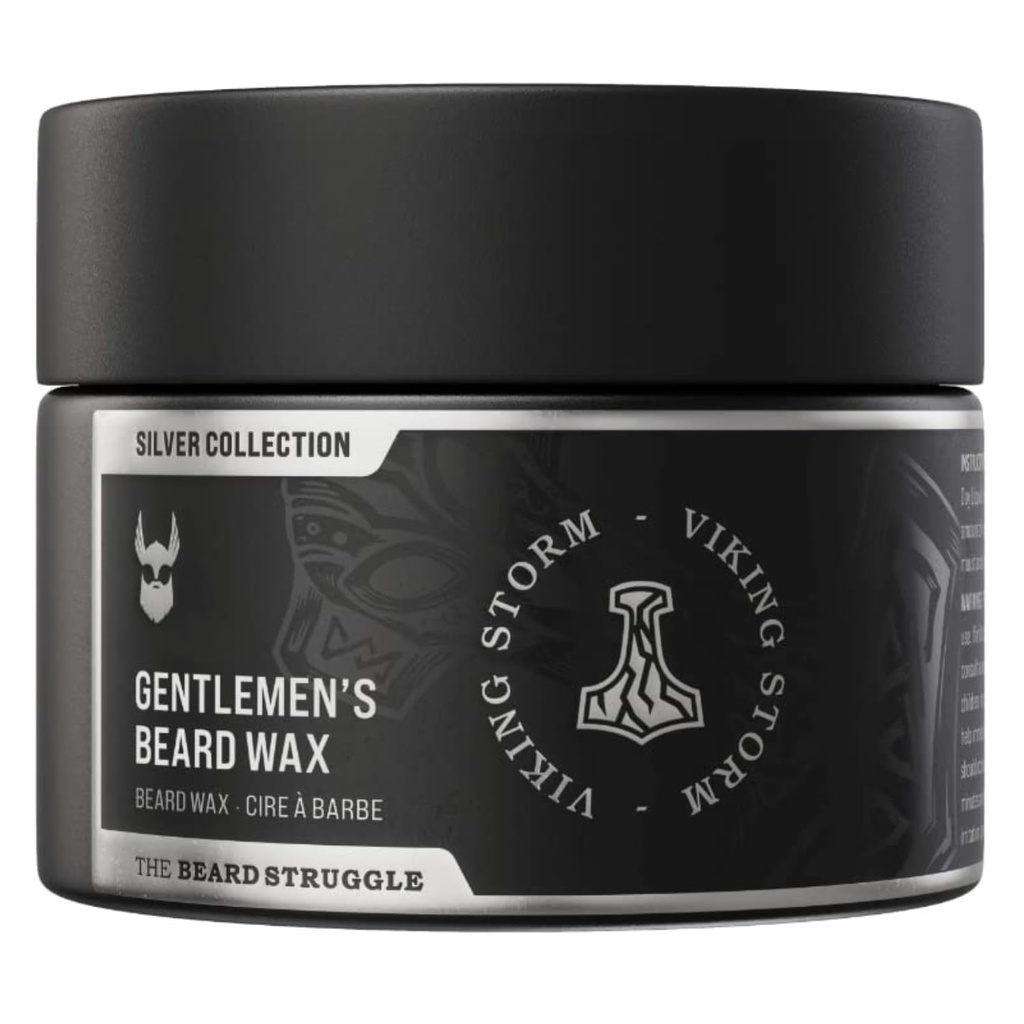 Gentlemen's Beard & Mustache Wax for Men by Beard Struggle - Viking Beard Wax Tame Style & Groom - Silver Collection, Viking Fırtınası - Moustache Wax, 50g / 1.76 ABD oz.