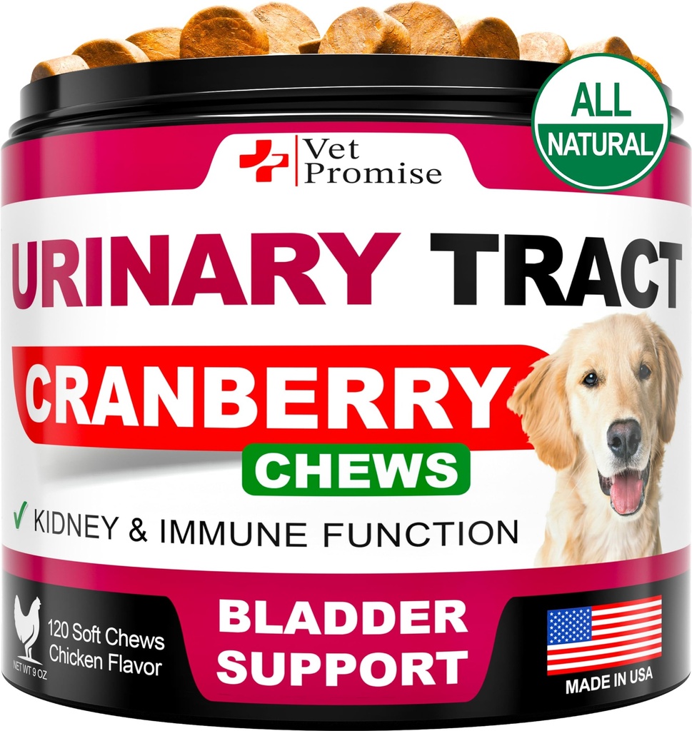 Köpek UTI Tedavisi - Köpekler için Cranberry Supplement UTI - Bladder Control - Urinary Tract Enfeksiyon Tedavisi Tıp - Cranberry Supplement Vitamins Multivitamin Chews - ABD'de Yapılan