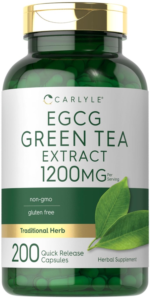 Carlyle EGCG Green Tea Extract Supplement | 1200 mg | 200 Capsules | Non-GMO ve Gluten Free