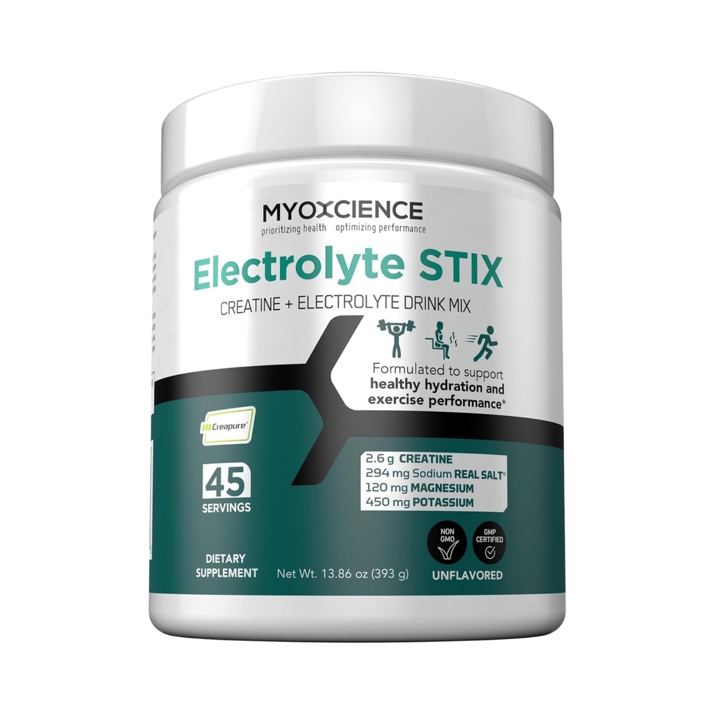 MYOXCIENCE Electrolyte STIX | Egzersiz ve Kas Geliştirmeden Kurtarma (Unflavored) (Jar 45 ct)
