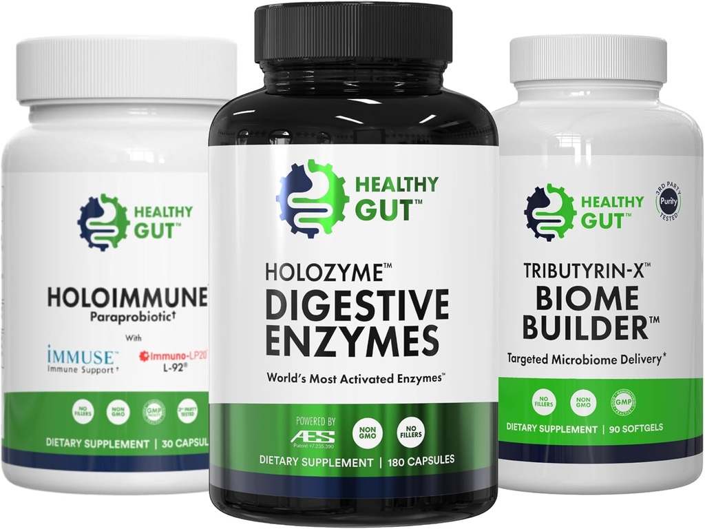 Sağlıklı Gut 30 Gün Leaky Gut Sche | HoloZyme, 180 Capsules, HoloImmune, 30 Capsules ve Tributyrin-X, 90 Softgels